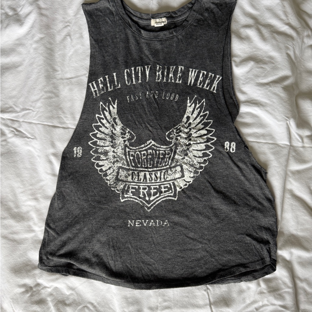 Garage Black Graphic Muscle Tee With White Print